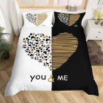 Toi et moi parure de lit doré noir coeur housse de couette 240x260 pour amoureux couple hommes femmes ... Toi et moi parure de lit doré noir coeur housse de couette 240x260 pour amoureux couple hommes femmes ...