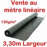 Toile bache de paillage tisse anti - mauvaises herbes 130g / m2 / vente au mtre / largeur 330m