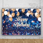 Toile de fond photographie - underscore - 300x250cm - vinyle - anniversaire - bleu or paillettes