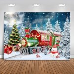Toile de fond de train de dessin animé de noël dhiver nuit enneigée pins de noël décorations de fête ... Toile de fond de train de dessin animé de noël dhiver nuit enneigée pins de noël décorations de fête ...