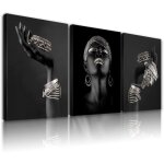 Toile murale africaine encadr�e portrait de femme noire bracelet dor� affiche dart moderne peinture pour ...
