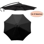 Toile de rechange pour parasol dextrieur - 3m - 8 baleines - noir couleurs multiples toile de rechange ...