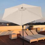 Toile de rechange pour parasol de terrasse 3 m 6 baleine pour jardin cour plage beige