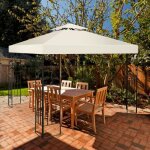 Toile de rechange pour pavillon goplus - bche pour tonnelle en polyester - 3m x 3m - beige