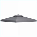 Toile de remplacement pour pavillon - outsunny - 3x3 m polyester imperm�able - gris fonc�