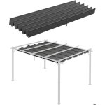 Toile de pergola - 350 x 260 cm - gris fonc - tissu respirant - drainage optimal