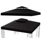 Toile pour tonnelle 3x3 - relax4life - double toit ventil - polyester impermable - protection solaire ...