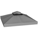 Toile pour tonnelle - outsunny - 3 x 3 m - 2 niveaux - protection upf30 + - trous de drainage - gris ... Toile pour tonnelle - outsunny - 3 x 3 m - 2 niveaux - protection upf30 + - trous de drainage - gris ...