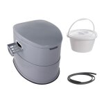 Toilettes portables - duoku - commode 13 gallon - seau amovible - porte - papier amovible - gris