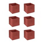 Toilinux - lot de 6 bo�tes de rangement en velours mix n modul - l. 31 x l. 31 x h. 31 cm - terre de ...