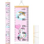 Toise murale enfant - 200x20 cm - rose - toile et bois - facile � installer - d�coration chambre enfant ...