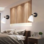 Tokius lot de 2 appliques murales moderne e27 luminaire industriel en bois m�tal r�glable lampe interieur ...