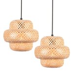Tokius 2 x suspension luminaire en bambou naturel lustre e27 en rotin fait à la main design lanterne ... Tokius 2 x suspension luminaire en bambou naturel lustre e27 en rotin fait à la main design lanterne ...