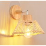 Tokius applique murale interieur vintage lampe murale industrielle en bois rotin plafonnier luminaire ...