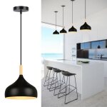 Tokius lustre suspension rtro lampe e27 noir suspension luminaire moderne en mtal bois pour chambre ...