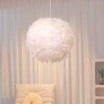 Tokius suspension luminaire moderne en plumes lustre intrieur blanc chambre salon chambre denfant d30cm ...