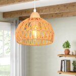 Tokius suspension luminaire r�tro en rotin naturel lustre e27 papier boh�me lampe suspendue marron pour ...