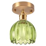 Toktop plafonnier en verre vert lustre moderne abat - jour en fleur vintage lampe de plafond industriel ...