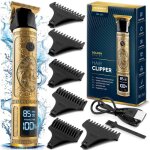 Tondeuse � cheveux - janshop - bd - 261 - lion dor� - �cran lcd - lame en acier - 6 embouts 15 - 9 mm ...
