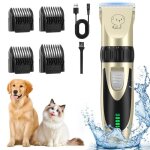 Tondeuse chien professionnelle sans fil tondeuse chien poil long epais avec ecran lcd et 4 peignes de ...