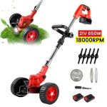 Tondeuse � gazon �lectrique pliable sans fil - l�g�re et silencieuse - manche t�lescopique 90 - 120cm ...