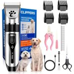 Tondeuse professionnelle sans fil pour chientondeuse � faible bruitrechargeable avec 4 peignes de guidagebross ...