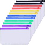 tonlrgy lot de 12 pochettes de classeur a6 multicolores  fermeture clair pour classeur  6 anneaux ...