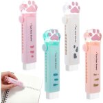 �tonlrgy lot de 4 gommes r�tractables en caoutchouc motif pattes de chat pour enfants 4 couleurs