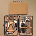tonlrgy coffret de manucure 24 pices kit de manucure professionnel tui en cuir pu noir et marron