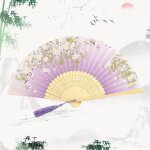 �tonlrgy �ventail en bambou avec pompons parfait pour les mariages les bals etc. violet