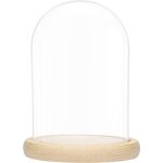 ®tonlrgy grande cloche en verre avec base en bois naturel 15 * 20cm ®tonlrgy grande cloche en verre avec base en bois naturel 15 * 20cm