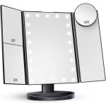 �tonlrgy miroir de maquillage �clair� grossissement x2 x3 x10 commande tactile led portable noir