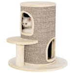 Tonneau � gratter - tour � griffer - pawhut - stable 2 niveaux avec plate - forme - sisal et peluche ...