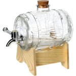 Tonneau en verre avec robinet - dok - 1l - support en bois - distribution �l�gante - polyvalent - durable ...