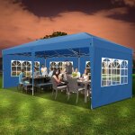 Barnum pliant 3x6 impermable tonnelle de jardin exterieur avec 6 parois latrales bleu