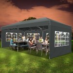 Barnum pliant 3x6 impermable tonnelle de jardin exterieur avec 6 parois latrales gris