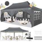 Tonnelle 3x6m tonnelle pliante de jardin imperm�able avec 6 c�t�s barnum chapiteau pliable pour reception ...