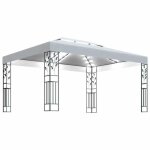 Tonnelle autoportante avec led - vidaxl - 3x4 m - blanc - double toit - �nergie solaire - 43 led - toile ...