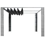 Tonnelle autoportante en r�sine tress�e - vidaxl - 300x300x200 cm - gris anthracite - toit r�tractable ...