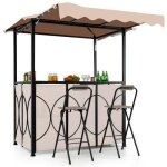 Tonnelle barbecue ext�rieur - relax4life - 3 pcs - bar et 2 chaises pliantes - auvent lat�ral - 4 porte ...