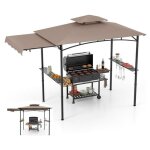 Tonnelle de barbecue exterieur - relax4life - auvent latral rglable - 2 tablettes de service - crochets ...