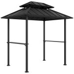 Tonnelle de barbecue - outsunny - abri barbecue � double - toit rigide avec 2 �tag�res et crochet sup�rieur ...