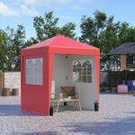 Tonnelle barnum de jardin pop - up pliant r�glable en hauteur protection uv 30 + 3 parois lat�rales rouge ...