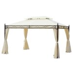 Tonnelle barnum pavillon de jardin luxe 3x4m crme - tente rception chapiteau pagode haut de gamme pour ...