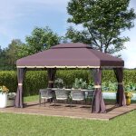 Tonnelle barnum pavillon de jardin style colonial double toit toile moustiquaires et toiles amovibles ...