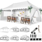 Tonnelle barnum pliante 3x6 avec 6 parois sac  roulettes et 4 sacs de sable impermable et uv50 + blanc ...