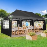 Tonnelle barnum pliante 3x6 avec 6 parois sac � roulettes et 4 sacs de sable imperm�able et uv50 + noir ...