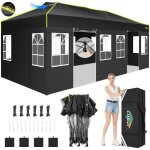 Tonnelle barnum pliante 3x6 pop up tonnelle de jardin exterieur imperméable avec ventilation - noir Tonnelle barnum pliante 3x6 pop up tonnelle de jardin exterieur imperméable avec ventilation - noir