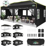 Tonnelle barnum pliante 3x6 pop up tonnelle de jardin exterieur imperm�able avec ventilation - noir