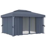 Tonnelle / chapiteau de jardin uu - avec rideau 4x3 m - anthracite aluminium smgcc180521